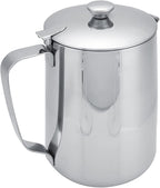 Stainless Steel Milk Frothing Pitcher, Stainless Steel Coffee Cup Mug Milk Frothing Pitcher Jug with Lid for Latte Coffee Art for Office Kitchen with handle(1500ML)