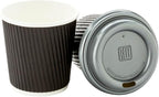 500-CT Disposable Black 4-OZ Hot Beverage Cups with Ripple Wall Design: No Need for Sleeves - Perfect for Cafes - Eco-Friendly Recyclable Paper - Insulated - Wholesale Takeout Coffee Cup