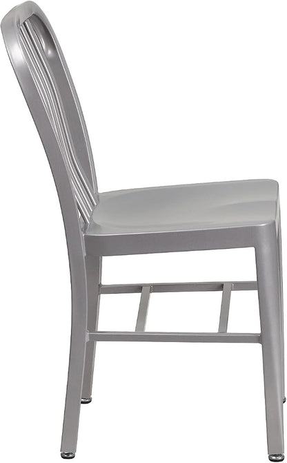 Flash Furniture Commercial Grade Silver Metal Indoor-Outdoor Chair - Image 7