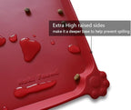Hoki Found L Silicone Pet Food Mats Tray - Non Slip Pet Dog Cat Bowl Mats Placemat - Dog Pet Feeding Mat - Waterproof Dog Cat Food Mats -Pet Water Mats for Carpet - Classic red