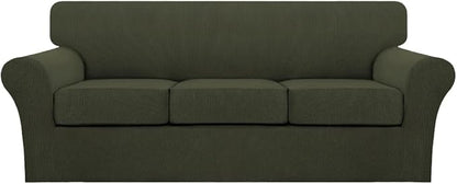 Turquoize 4 Piece Sofa Covers for 3 Cushion Couch Sofa Slipcover Soft Couch by Turquoize