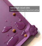 Hoki Found Silicone Pet Food Mats - Non Slip Dog Cat Bowl Placemats - Waterproof Dog Cat Food Mats for Carpet - Eggplant