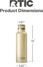 RTIC 20oz Journey Bottle Metal Stainless Steel Vacuum Insulated, BPA Free, Reusable, for Water, Hot and Cold Drinks, Travel, Sports, Camping, Sunlight Glitter