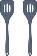 Silicone Slotted Turner Set – 2-Piece Set of Turner Spatulas for Eggs and Pancakes – Kitchen Tools and Accessories with Comfortable Handles, Heat-Resistant Utensils for Cooking & Baking – Blue