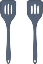 Silicone Slotted Turner Set – 2-Piece Set of Turner Spatulas for Eggs and Pancakes – Kitchen Tools and Accessories with Comfortable Handles, Heat-Resistant Utensils for Cooking & Baking – Blue