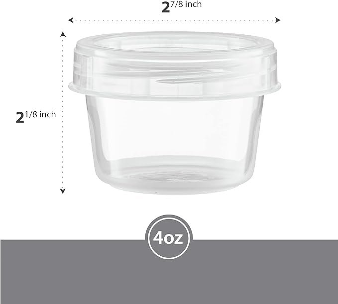 (4 Ounce 10 Pack) Clear Twist cap Containers Clear with Screw on Lids Twist Top Food Storage Freezer Containers