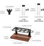 watchget Coffee Bean Storage Tubes Single Dose Coffee Bean Cellars 8 Pcs with One-way Exhaust Valve Sealed Airtight Coffee Bean Storage Jars with Hopper, Wooden Display Stand, A