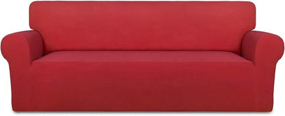 PureFit Stretch Couch Covers for Sofa Large Sofa Slipcovers Red | 1-Piece Sofa by PureFit