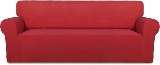 PureFit Stretch Couch Covers for Sofa Large Sofa Slipcovers Red | 1-Piece Sofa by PureFit