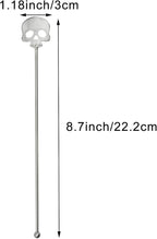 6Pcs Skull Swizzle Sticks 8.7inch Coffee Stirrers Reuseable 18/10(304) Stainless Steel Beverage Cocktail Stirrer for Bar Halloween Party Mixing Drinks