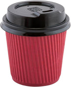 4 oz Crimson Paper Coffee Cup - Ripple Wall - 2 1/2" x 2 1/2" x 2 1/4" - 500 count box
