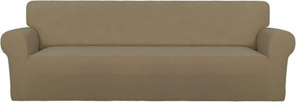 PureFit Stretch Couch Covers for Sofa 4 Seater Slipcovers Tan | 1-Piece Sofa by PureFit