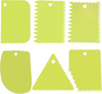 6pcs Cake Scraper Decorating Comb and Icing Smoother Reusable Bread Cream Pizza Cutter-Green