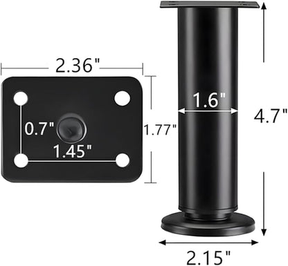 4PCS Adjustable 4.7-7.08 Inch Metal Furniture Legs Black Furniture Replacement - Image 2