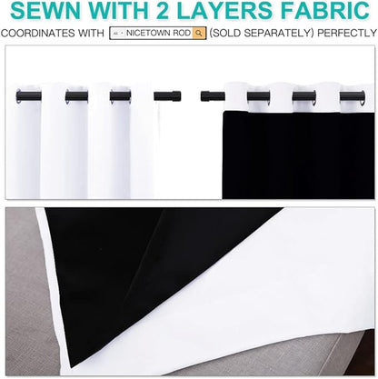 NICETOWN White 100% Blackout Curtains - Image 4