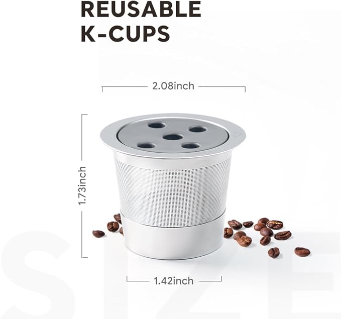 Stainless Steel Reusable K Cups for K eurig Supreme & Supreme Plus, Reusable K Cups Five Hole Universal K-eurig Refillable Coffee Pod Filter (3 Pack)
