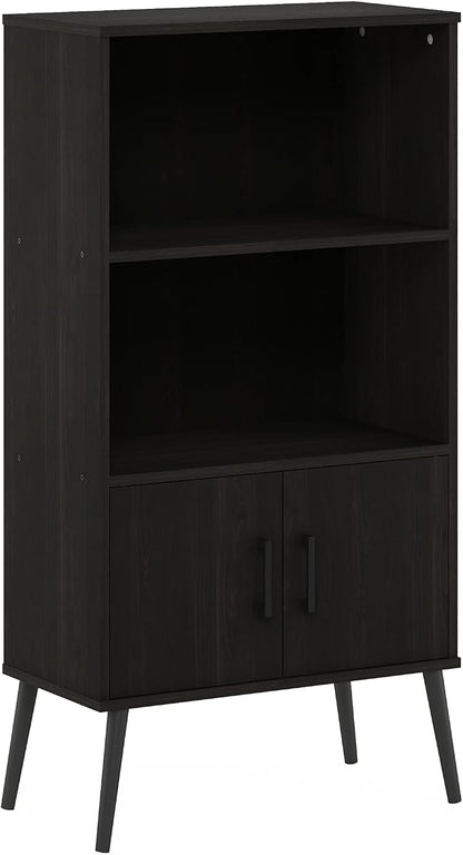 Furinno Claude Mid Century Style Accent Wooden Leg Bookcase Cabinet - Image 5