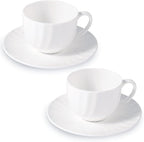 Fine Bone China Cappuccino Mugs Set of 2, 7 Oz Spiral Pattern Lightweight Ceramic, Art Coffee Cups with Saucers, for Latte, Mocha, Tea, Espresso, Macchiato, Americano