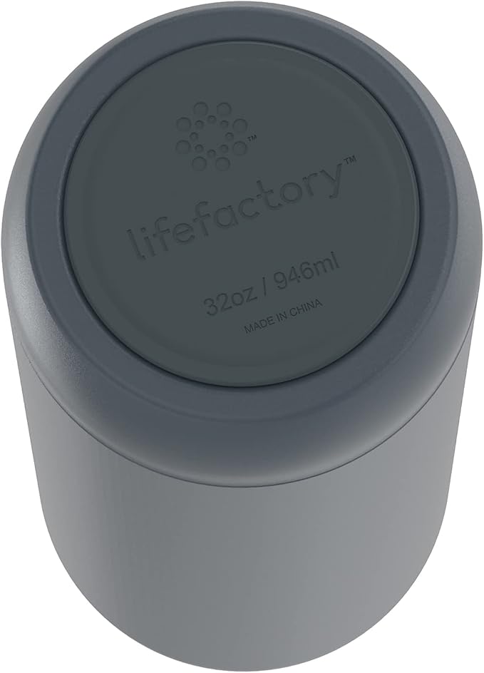 Lifefactory 32-Ounce Stainless Steel Vacuum-Insulated Sport Bottle, Carbon