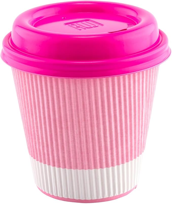 Restaurantware 8 Ounce Double Wall Disposable Coffee Cups, 500 Insulated Light Pink Paper Tumblers, with Ripple Wall Design, Lids Sold Separately for Hot Drinks like Tea, Coffee and More