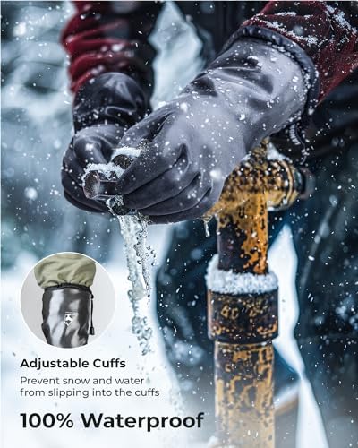 toolant Waterproof Winter Gloves with Grip, Balaena Freezer Gloves for Light Duty Work & Outdoor Adventure, Hiking, Farming, Washing, Ice Fishing, Large