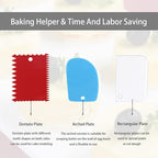 Cake Smoother Scraper Dough Scraper Tools Set,Cake Icing Scraper Smoother,Reusable Bread Cream Pizza Cutter,Flexible Plastic Pastry Cutter,For Baking Cake Edge Stripe Decorating Comb(9Pcs,Multicolor)