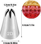 Icing Piping Tip Set,3 Large Decorating Tips Stainless Steel,DIY Cream Rose Flower Piping Tips,Cupcake Pastry Tips for Cake Decorating(1M 2D 2F)