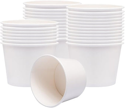 Paper Ice Cream Cups with Paper Lids, Paper Hot/Cold Soup Cups with Lids (White) (40, 8 oz)
