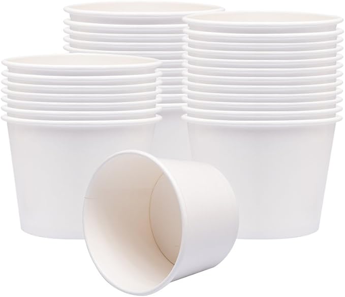 Paper Ice Cream Cups, Paper Hot/Cold Soup Cups - 100 Count Cups (White) (12 oz)