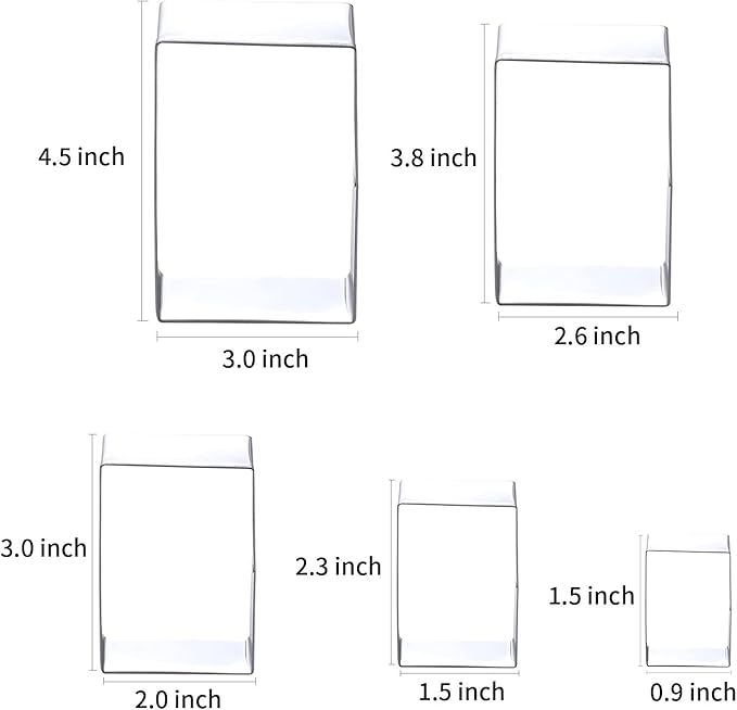 5Pcs Rectangle Cookie Cutter Set, Stainless Steel Biscuit Baking Molds Fondant Cake Cookie Cutter Rectangle Shaped Cutter
