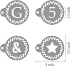 Letter Stencils for Coffee Cookie Decorating - 42 Pack Alphabet Letter and Number Stencil Templates for Cakes Cookies Airbrush, Reusable Stencils for Wood Crafts Painting & Coffee Cookie Baking