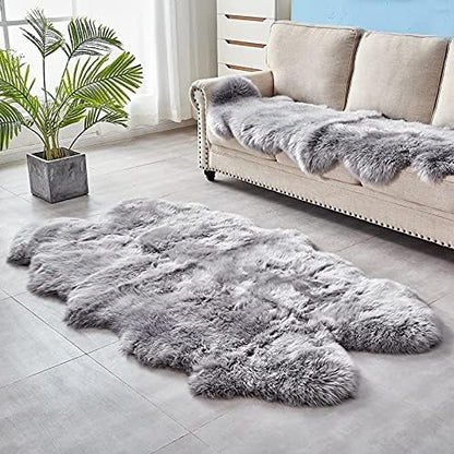 HUAHOO Premium Genuine Sheepskin Rug Grey Real Australia Sheepskin Natural by HUAHOO