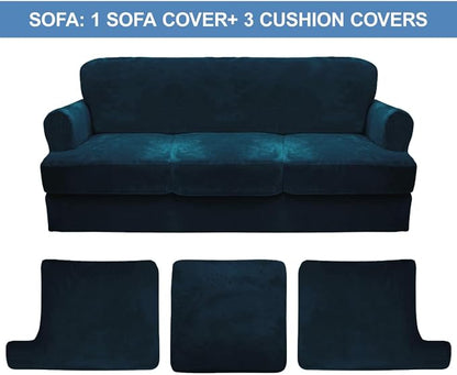 CUCRAF T Cushion Sofa Cover 4 Piece Slipcovers, Soft Thick Velvet Couch Cover - Image 5