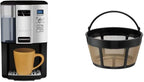 Cuisinart Coffee Maker, 12 Cup Programmable Drip, DCC-3000P1, Black & GTF-B Gold Tone Coffee Filter, Basket, Burr Mill