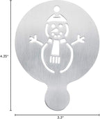 Restaurantware-Restpresso 4.35 Inch Latte Stencil, 1 Snowman Coffee Stencil - Winter Coffee Art Template, Decorate Cupcakes, Cakes, or Cookies, Stainless Steel Cappuccino Template, Heat-Resistant