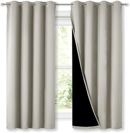 NICETOWN Natural 100% Blackout Lined Curtains, 2 Thick Layers Completely by NICETOWN