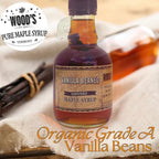 WOOD'S Vanilla Beaned Maple Syrup – Infused Vermont Maple Syrup with Real Vanilla Bean Pod | Smooth, Rich, All-Natural & Vegan Sweetener | Perfect for Breakfast, Baking, Seafood, Popcorn & More | 8.45 Fl Oz (250mL)