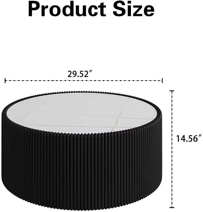 SSLine Round Drum Coffee Table Set of 2 Modern Sintered Stone Top Nesting - Image 2