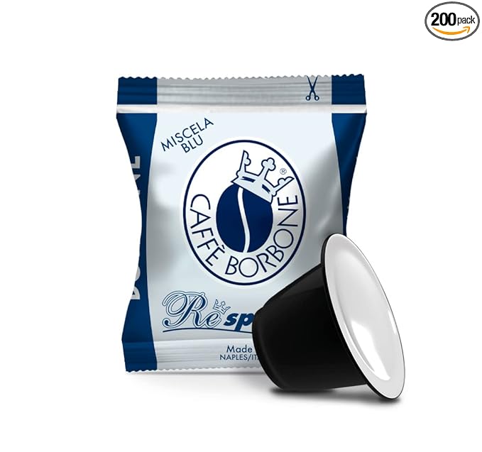 Caffe Borbone Nespresso Compatible Coffee Pods, Blue Blend, Freshly Roasted and Packaged in Italy - 200 Individually Wrapped Coffee Pods - NOT Compatible with Vertuo