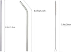 10 Pcs Stainless Steel Straws, Reusable Drinking Straws, 5 Straight + 5 Bent Metal Straws Set With 2 Pcs Cleaning Brushes (Silver, 8.5 Inch)
