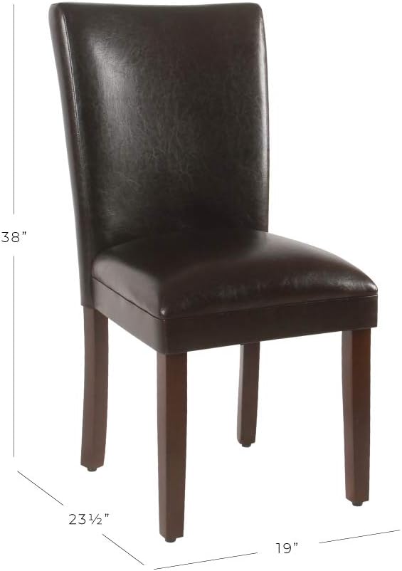 HomePop Parsons Upholstered Accent Dining Chair, Dark Brown Faux Leather - Image 3