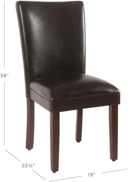 HomePop Parsons Upholstered Accent Dining Chair, Dark Brown Faux Leather - Image 3