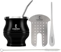 Yerba Mate Cup - Mate Gourd Set Includes Double Walled Stainless Steel Tea Cup, Tea Shaper set, Bombilla Straws, Cleaning Brush