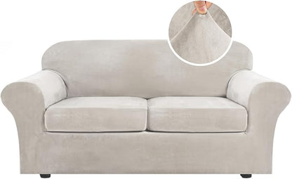H.VERSAILTEX Real Velvet Plush 3 Piece Stretch Sofa Covers Couch Covers by HVERSAILTEX