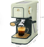 Beautiful Slim Espresso Maker by Drew Barrymore – 20‑Bar Pressure, Dual‑Spout 52 mm Portafilter, 50 oz Removable Tank, 2‑in‑1 Steam Wand & Touch Controls (Sage Green)