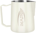 IKAPE Espresso Milk Pitcher, Espresso Steaming Pitcher with Sharp Spout for Espresso Barista Tool, 20.3 oz / 600ml Milk Frothing Jug (White)