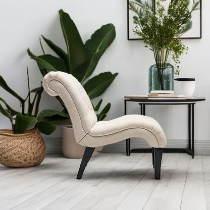 Mid Century Modern Accent Chair, Button Tufted Armless Lounge Chair, - Image 5
