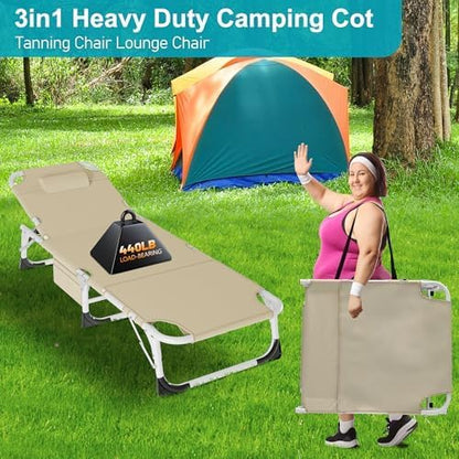 ABORON 3-in-1 Sun Tanning Chair – Oversized Folding Chaise Lounge - Image 5