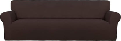PureFit Stretch Couch Covers for Sofa 4 Seater Slipcovers Chocolate | 1-Piece by PureFit