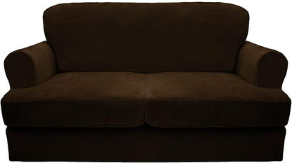 CUCRAF T Cushion Sofa Cover 3 Piece Loveseat Slipcovers, Soft Thick Velvet by CUCRAF